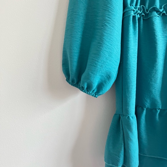 SHEIN Women’s Teal V-Neck Dress Long Sleeve
Ruffle Dress - Picture 5 of 9